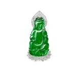 JADEITE AND DIAMOND 'GUANYIN' PENDANT