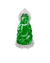 JADEITE AND DIAMOND 'GUANYIN' PENDANT