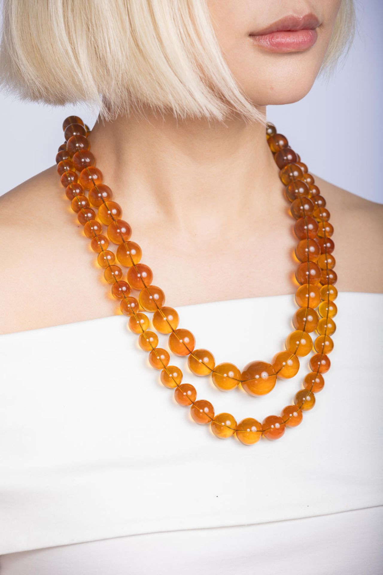 TWO AMBER BEAD NECKLACES (2) - Image 2 of 2