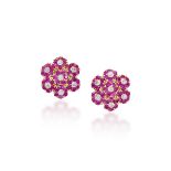 PAIR OF RUBY AND DIAMOND EARRINGS