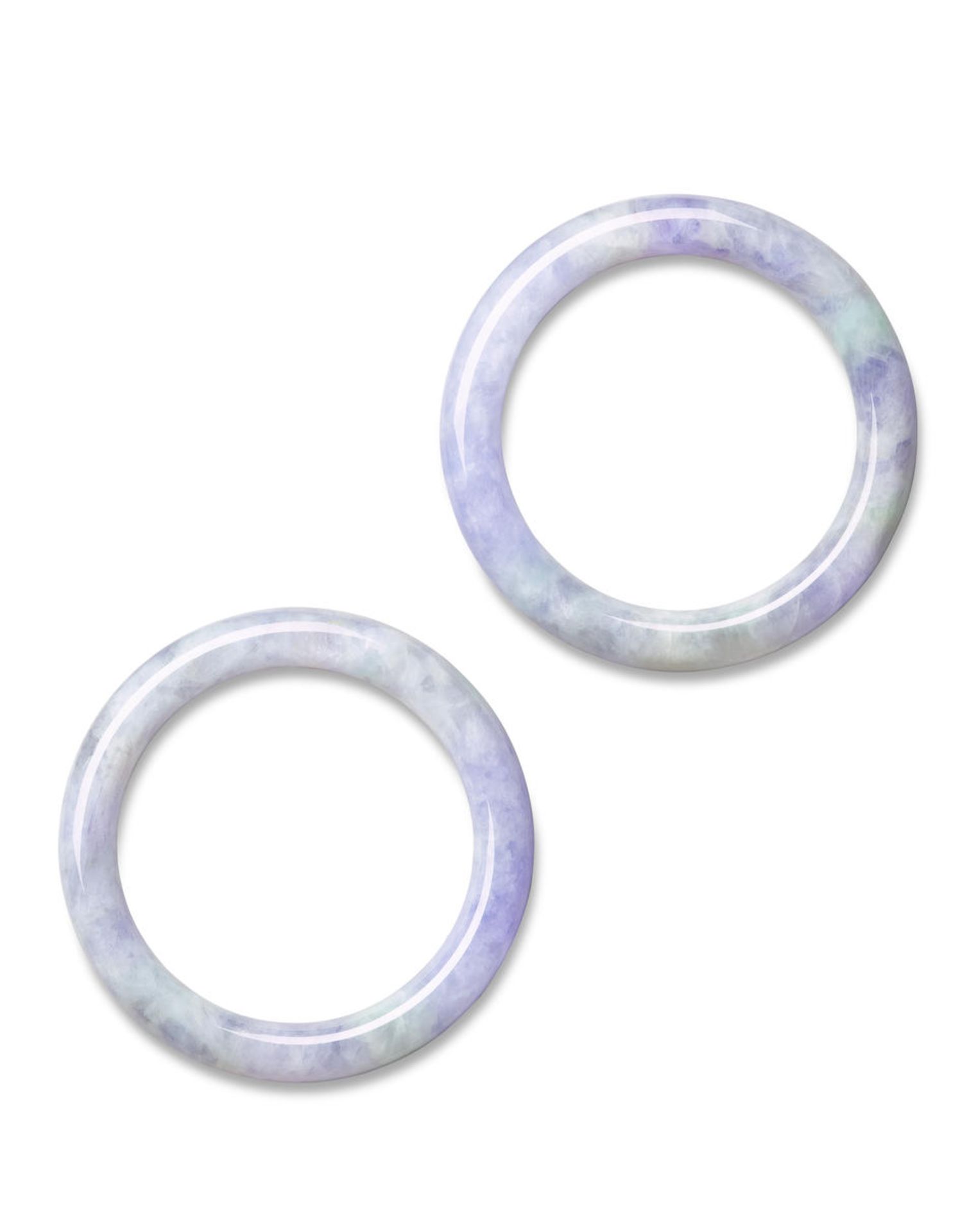 PAIR OF LAVENDER JADEITE BANGLES (2)