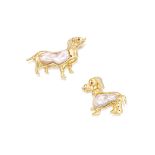 TWO BAROQUE CULTURED PEARL, GEM-SET AND DIAMOND 'DOG' BROOCHES (2)
