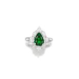 TSAVORITE GARNET AND DIAMOND RING