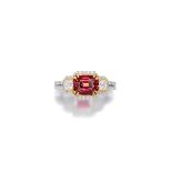 RED SPINEL AND DIAMOND RING