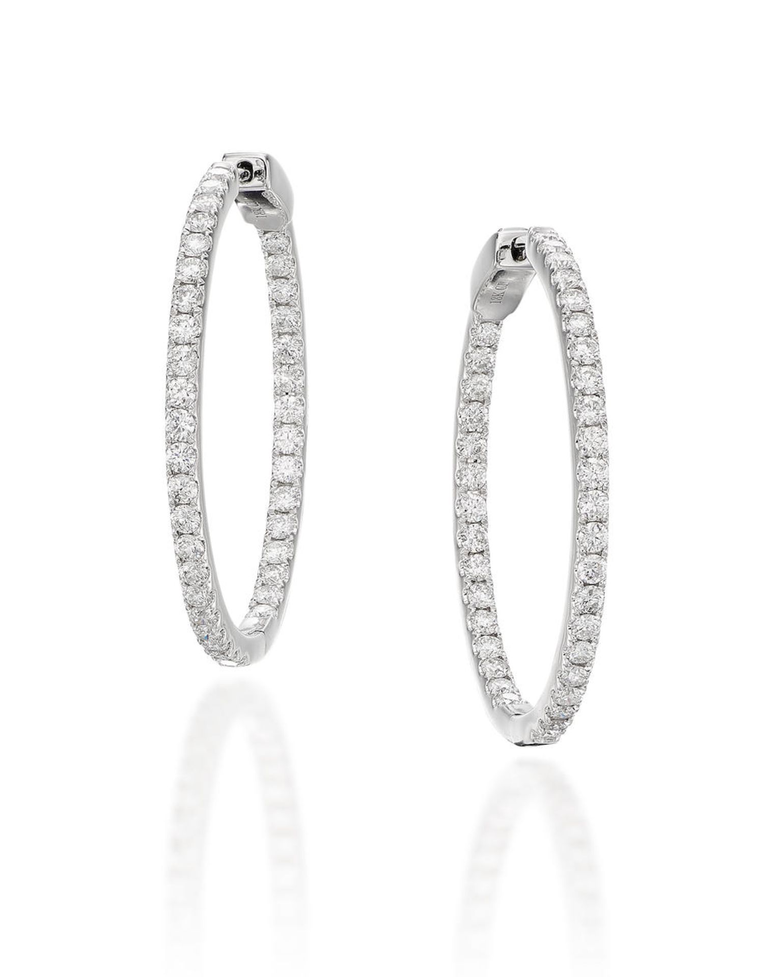 PAIR OF DIAMOND HOOP EARRINGS