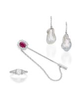 GROUP OF CULTURED PEARL, GEM-SET AND DIAMOND JEWELLERY (3)