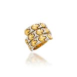 BVLGARI: 18 KARAT YELLOW GOLD AND STAINLESS STEEL 'ALVEARE' RING