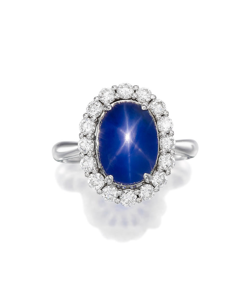 STAR SAPPHIRE AND DIAMOND RING