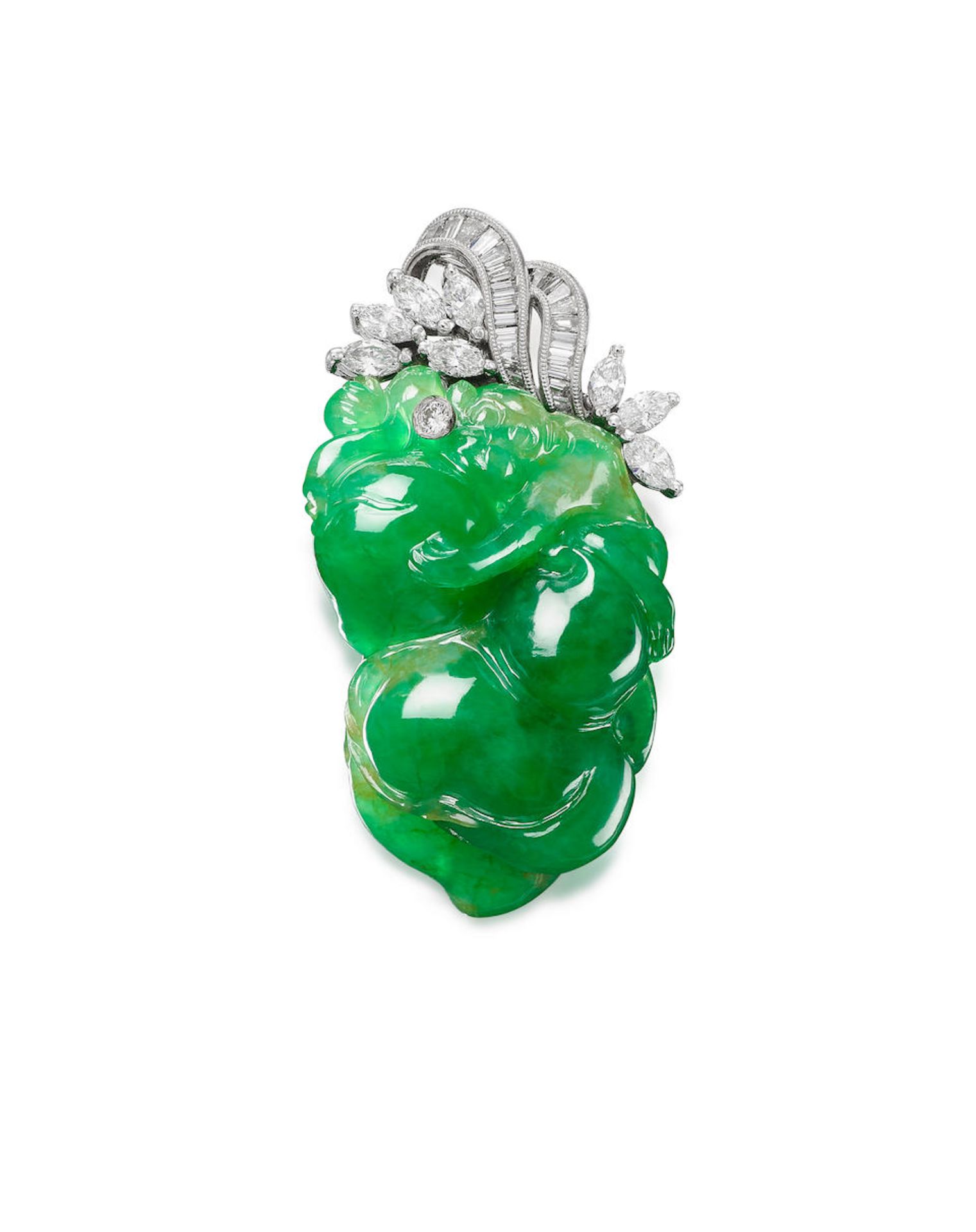 JADEITE AND DIAMOND PENDANT