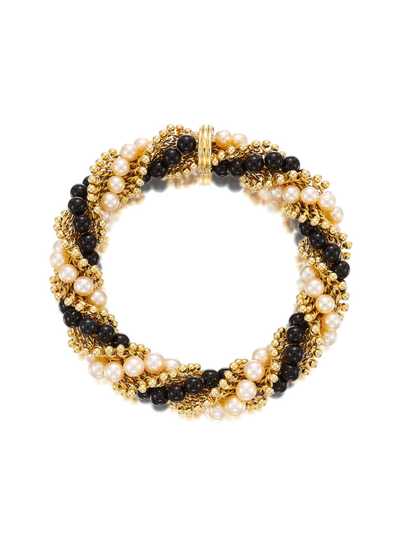 VAN CLEEF & ARPELS: CULTURED PEARL AND ONYX 'TWIST' BRACELET - Bild 3 aus 3