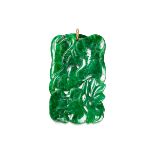 CARVED JADEITE 'LOTUS LEAF' PENDANT