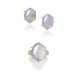 LAVENDER JADEITE RING AND EARRING SET (2)