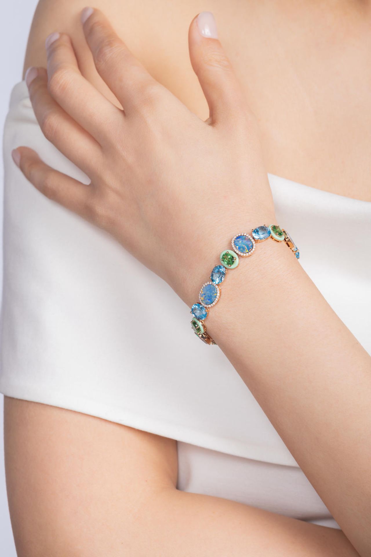 CLAUDIA MA: ENAMEL, GEM-SET, BOULDER OPAL AND DIAMOND BRACELET - Image 2 of 2