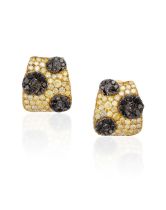 PAIR OF COLOURED DIAMOND EARRINGS