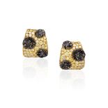 PAIR OF COLOURED DIAMOND EARRINGS