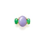 LAVENDER JADEITE AND JADEITE RING