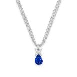 SAPPHIRE AND DIAMOND PENDANT NECKLACE