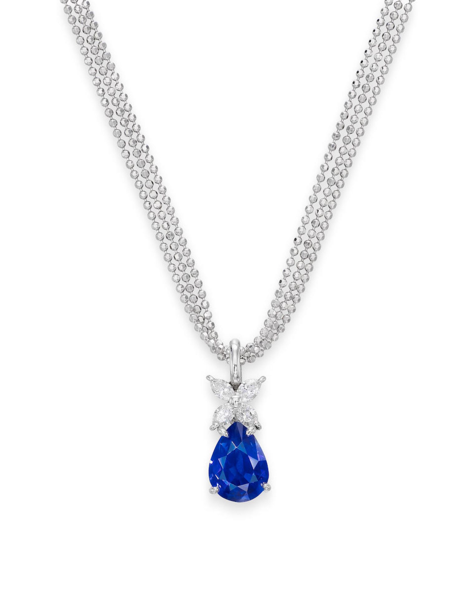 SAPPHIRE AND DIAMOND PENDANT NECKLACE