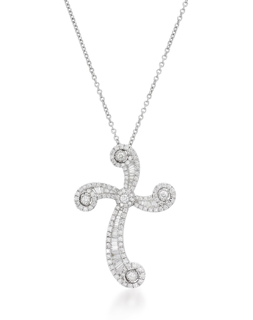 DIAMOND 'CROSS' PENDANT NECKLACE