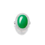 JADEITE AND DIAMOND RING