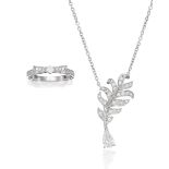 CHANEL: DIAMOND 'PLUME DE CHANEL' PENDANT NECKLACE, AND DIAMOND 'RUBAN' RING (2)