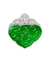 JADEITE AND DIAMOND 'RUYI' PENDANT