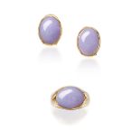 LAVENDER JADEITE RING AND EARRING SET (2)