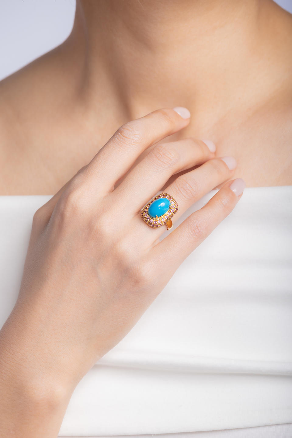 TURQUOISE AND GEMSTONE RING - Image 2 of 2