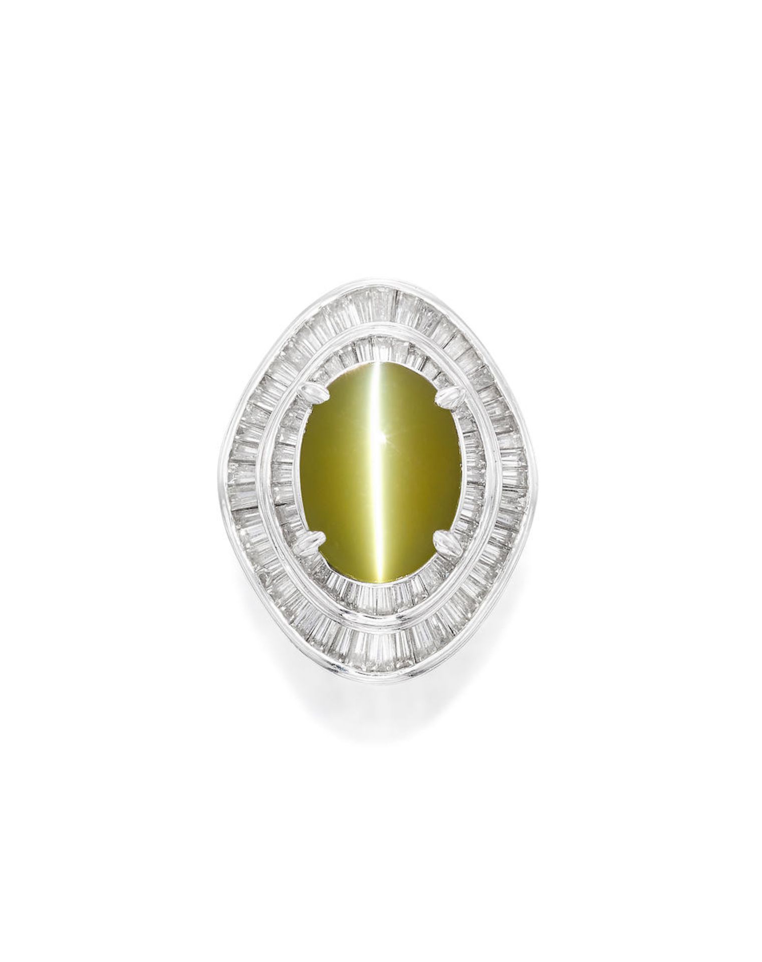 CAT'S EYE CHRYSOBERYL AND DIAMOND RING