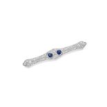 ANTIQUE SAPPHIRE AND DIAMOND BAR BROOCH