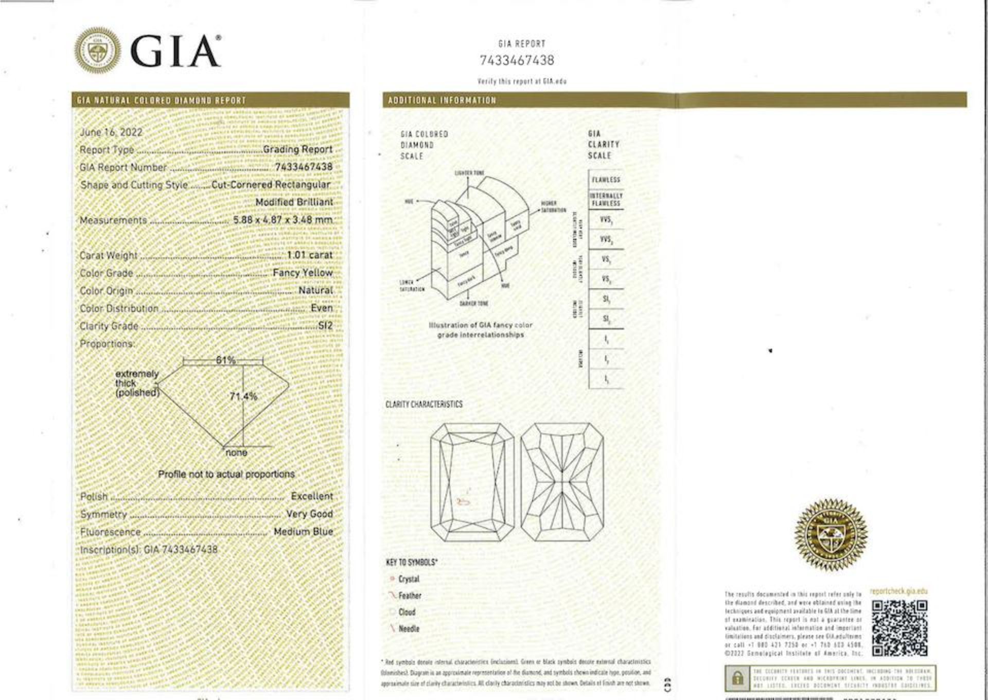 FANCY YELLOW DIAMOND, COLOURED DIAMOND AND DIAMOND RING - Bild 2 aus 2