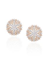 PAIR OF COLOURED DIAMOND AND DIAMOND EARRINGS