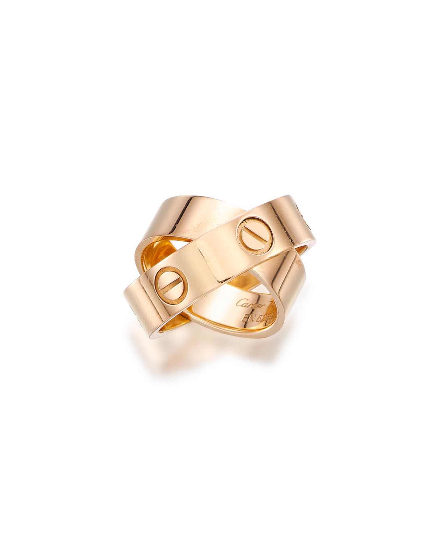 CARTIER: 18 KARAT PINK GOLD 'DOUBLE LOVE' RING