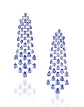 PAIR OF TANZANITE PENDENT EARRINGS