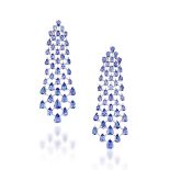 PAIR OF TANZANITE PENDENT EARRINGS