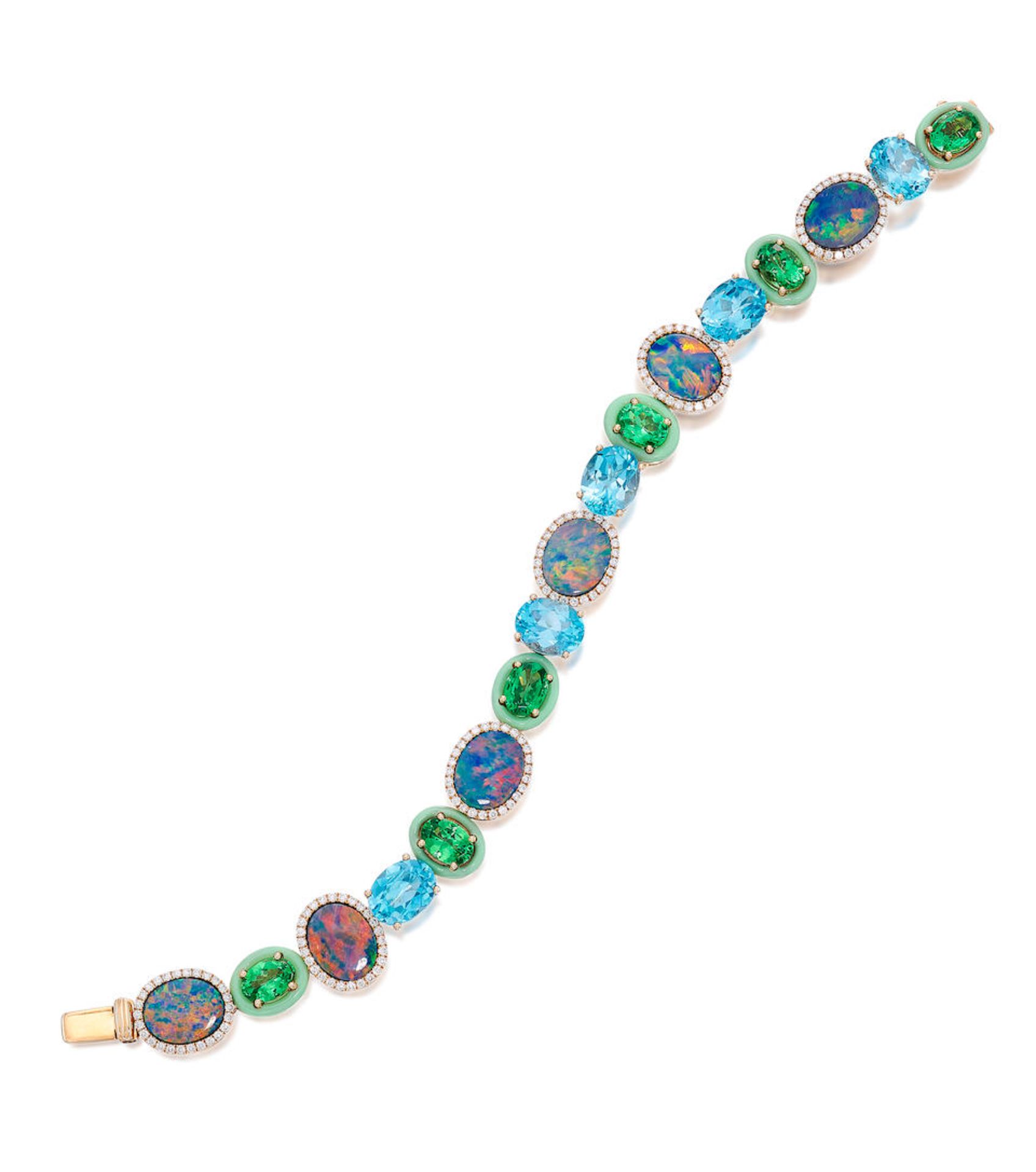 CLAUDIA MA: ENAMEL, GEM-SET, BOULDER OPAL AND DIAMOND BRACELET