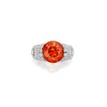 SPESSARTITE GARNET AND DIAMOND RING