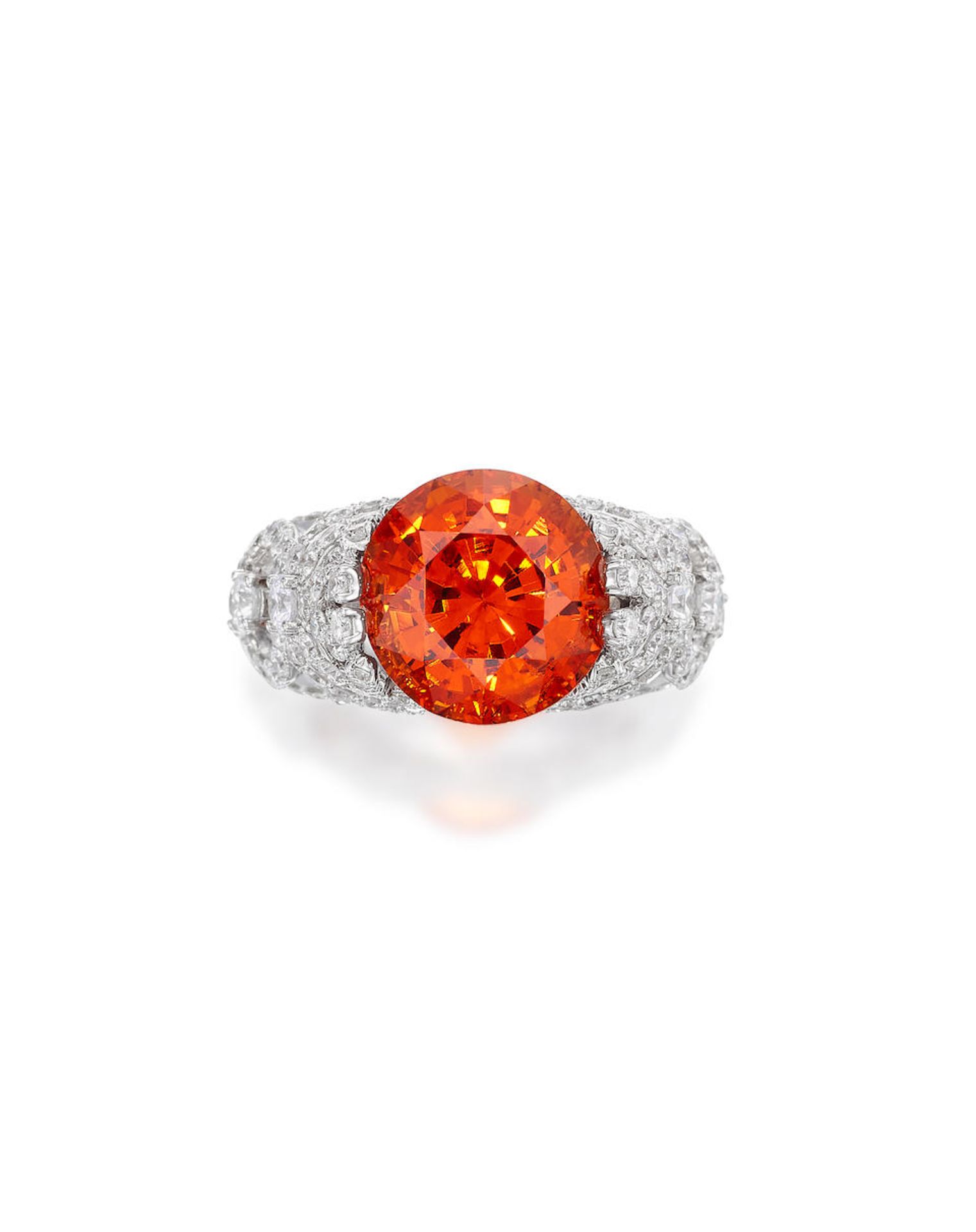 SPESSARTITE GARNET AND DIAMOND RING