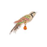 GEM-SET AND DIAMOND 'BIRD' BROOCH