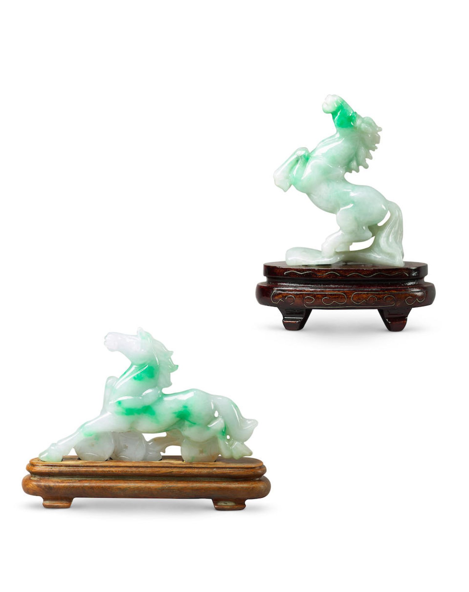 PAIR OF JADEITE 'HORSE' ORNAMENTS