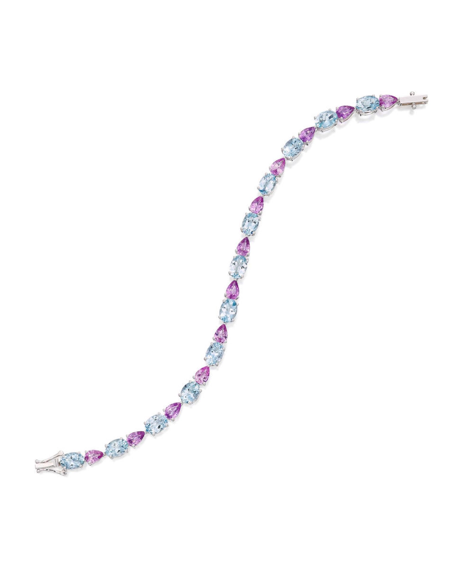 AQUAMARINE AND PINK SAPPHIRE BRACELET