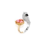CONCH PEARL AND DIAMOND 'PARROT' RING