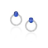 PAIR OF TANZANITE AND DIAMOND EARRINGS