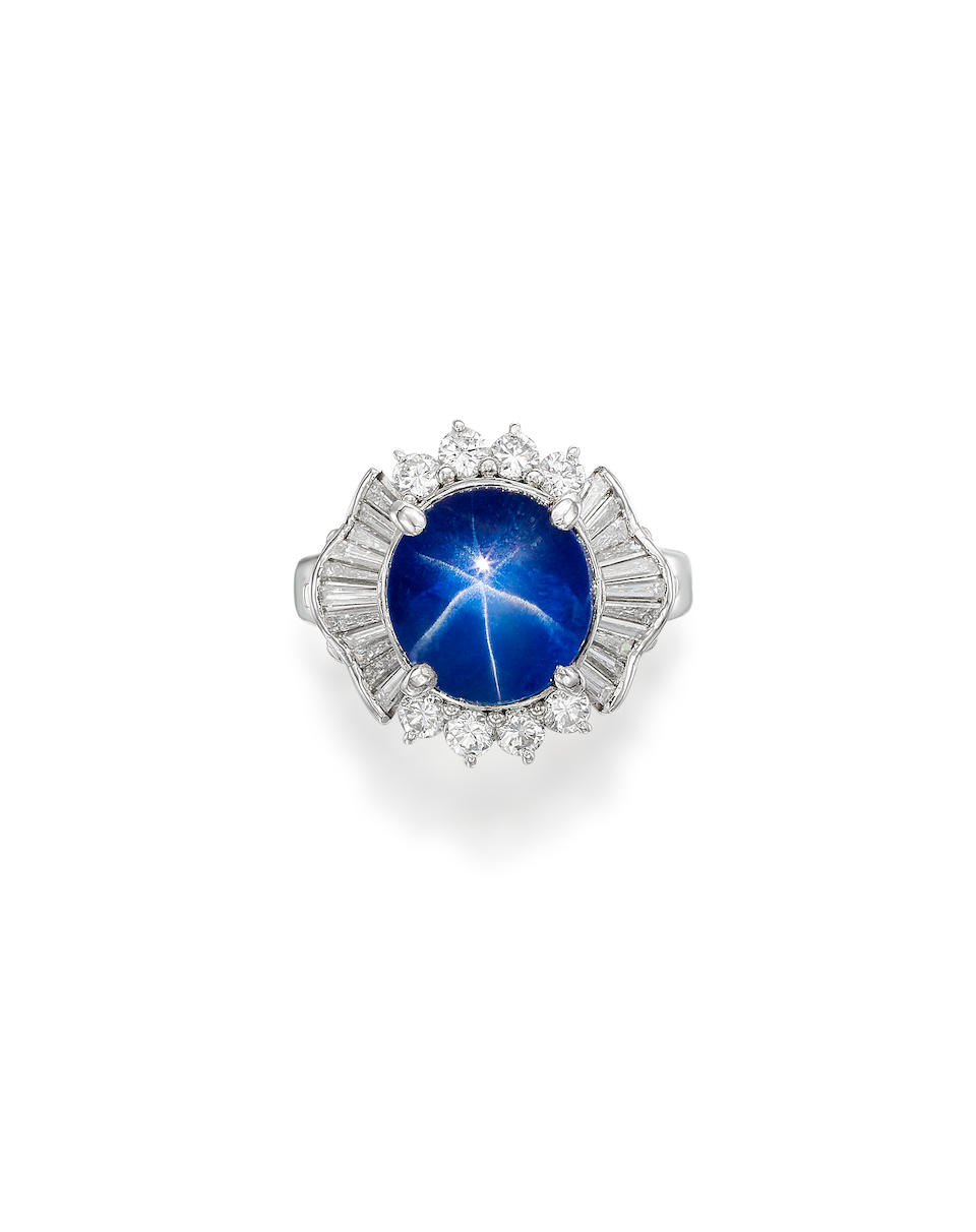 STAR SAPPHIRE AND DIAMOND RING