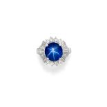 STAR SAPPHIRE AND DIAMOND RING