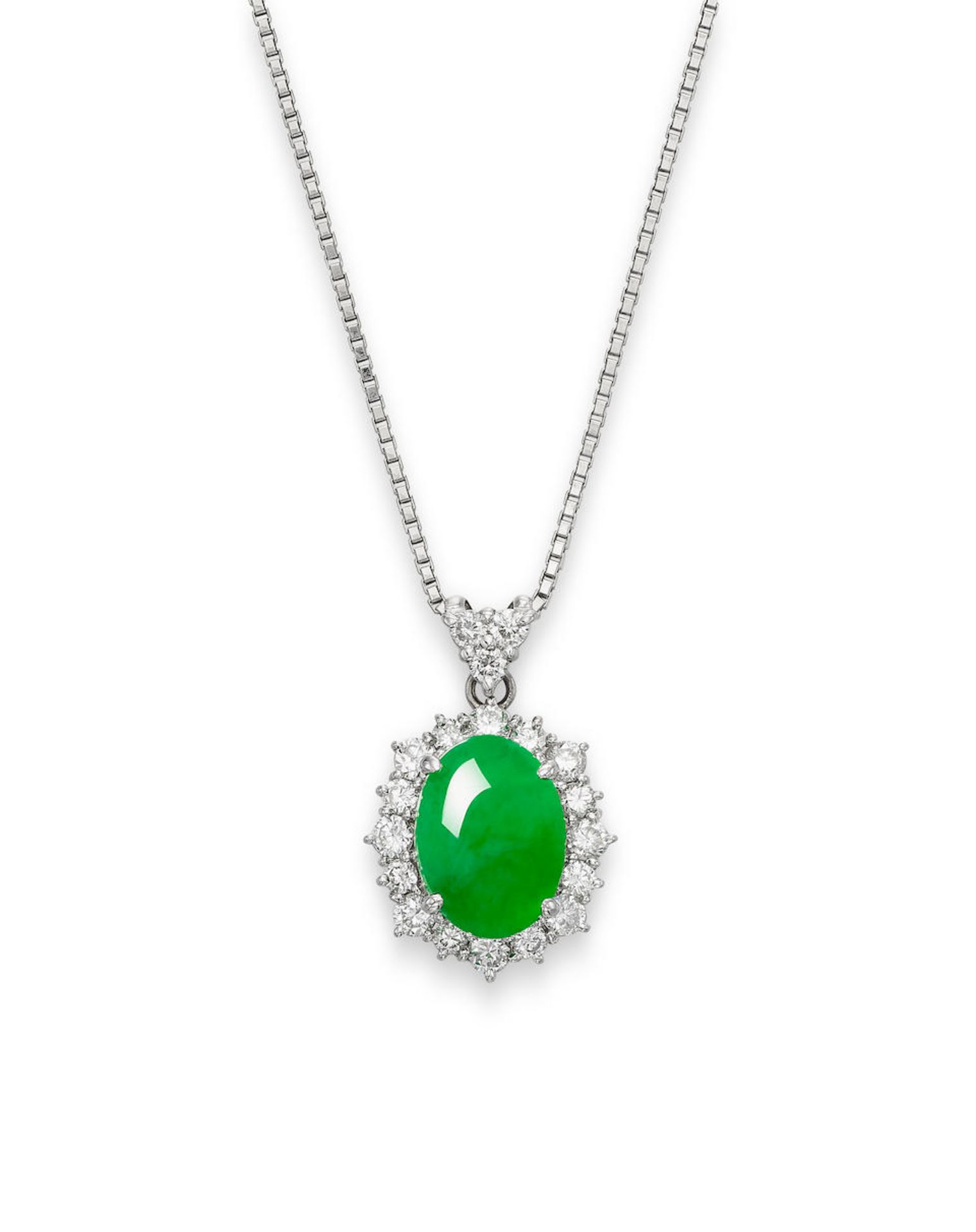 JADEITE AND DIAMOND PENDANT NECKLACE