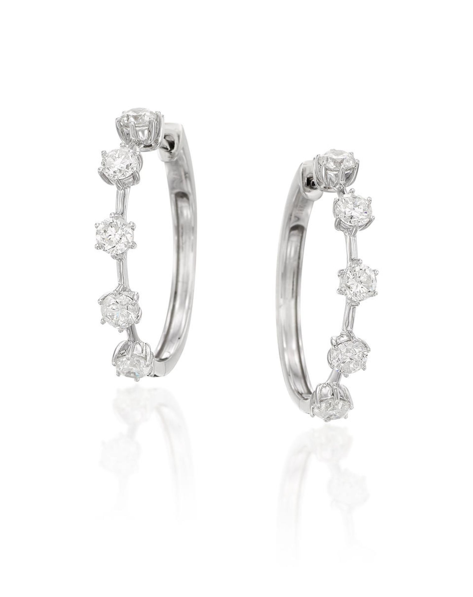 PAIR OF DIAMOND HOOP EARRINGS