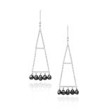 PAIR OF BLACK DIAMOND AND DIAMOND PENDENT EARRINGS