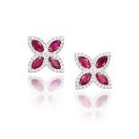 PAIR OF RUBY AND DIAMOND EARRINGS