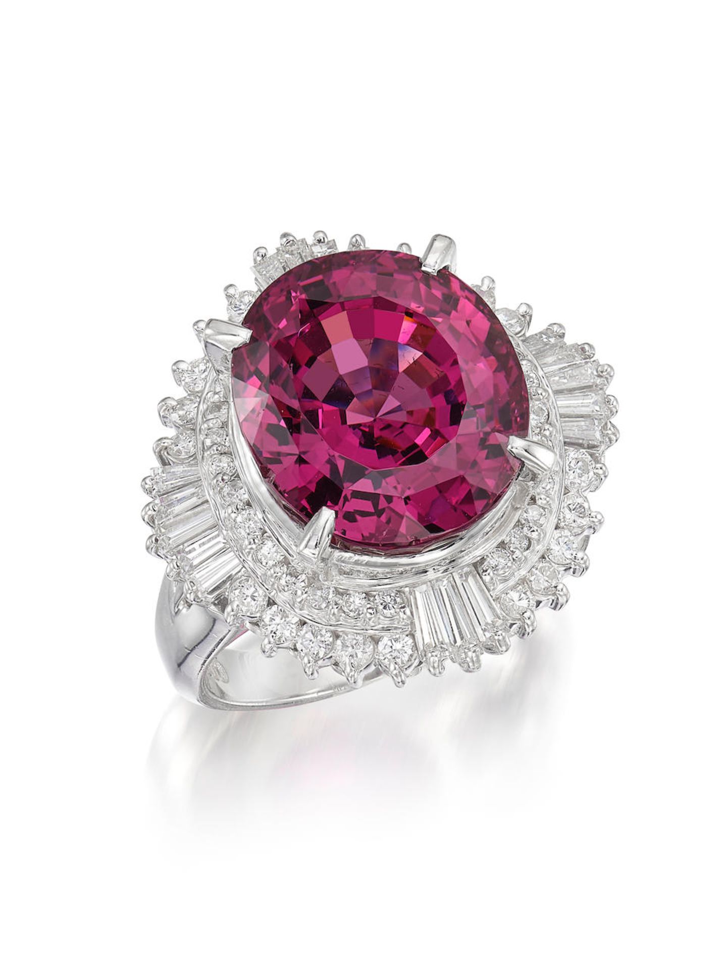 RHODOLITE GARNET AND DIAMOND RING